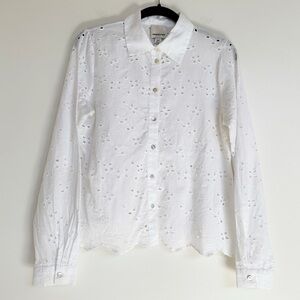 Industry White Cotton Eyelet Blouse Size Small